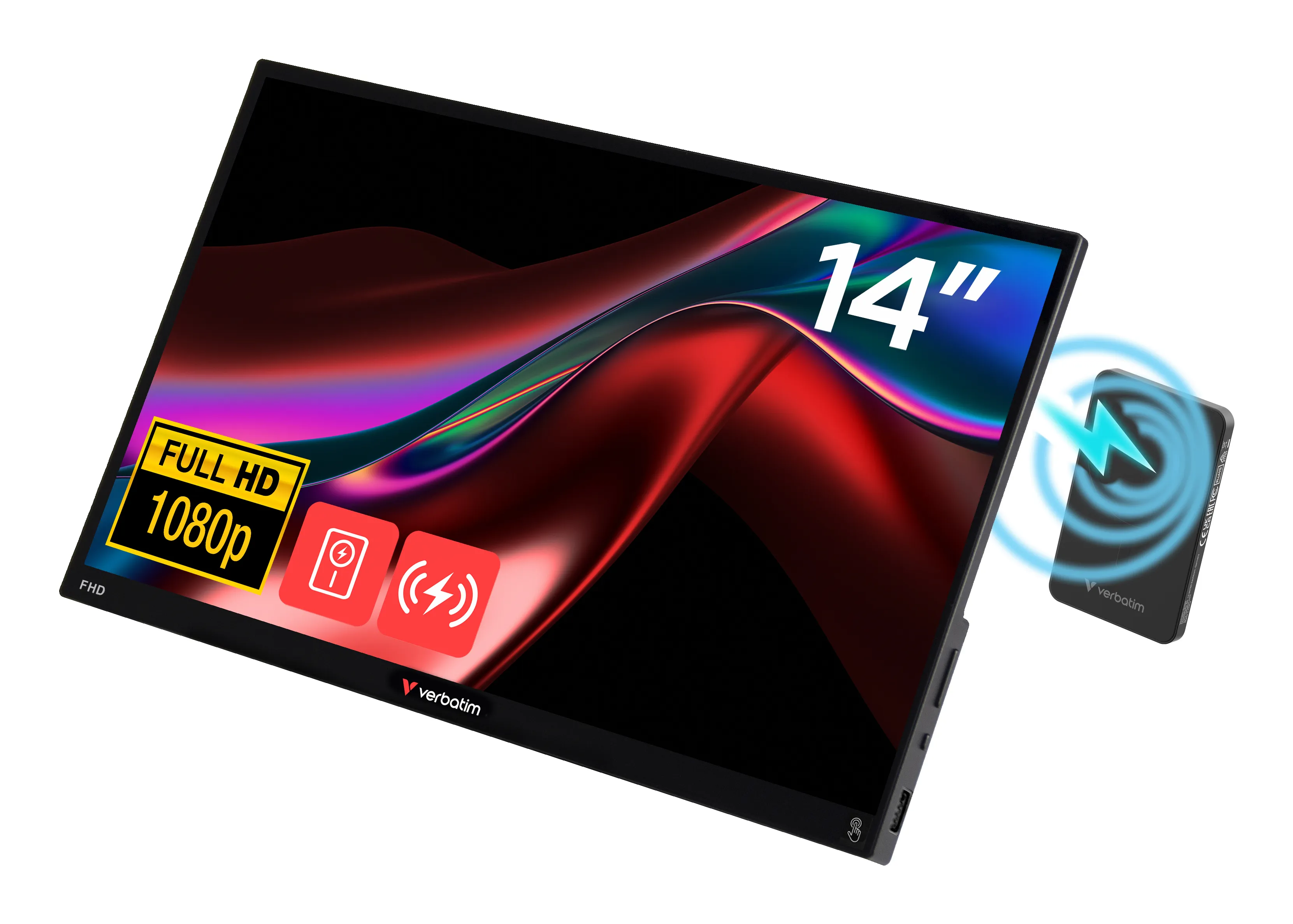 Verbatim 32088 14" Full HD, IPS Touchscreen Portable Monitor with USB-C hub