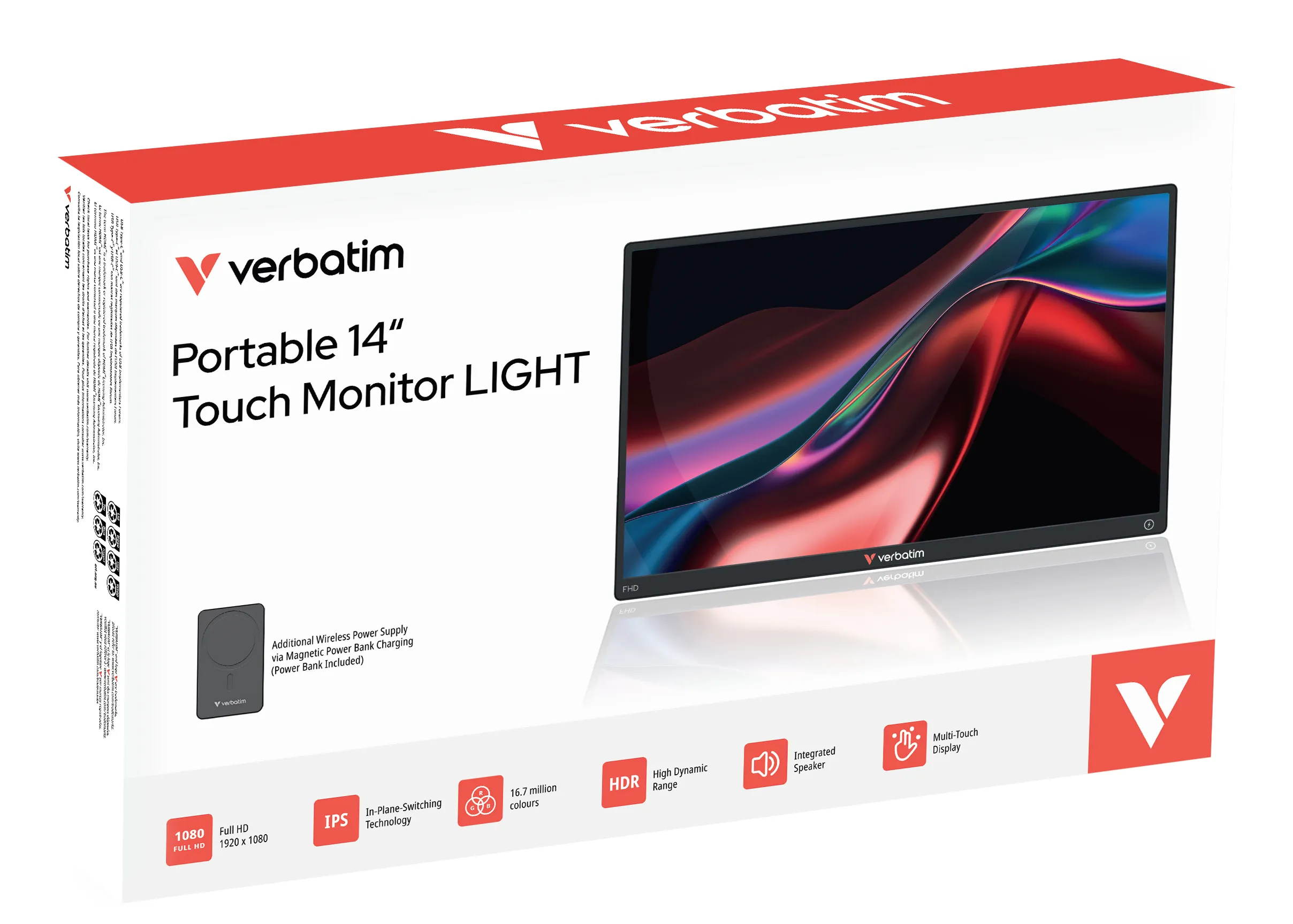 Verbatim 32088 14" Full HD, IPS Touchscreen Portable Monitor with USB-C hub