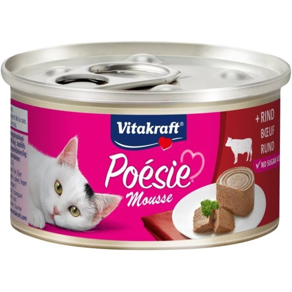 Vitakraft Po&eacute;sie Mousse Beef, Wet food for cats, Adult, Grain Free, 85g