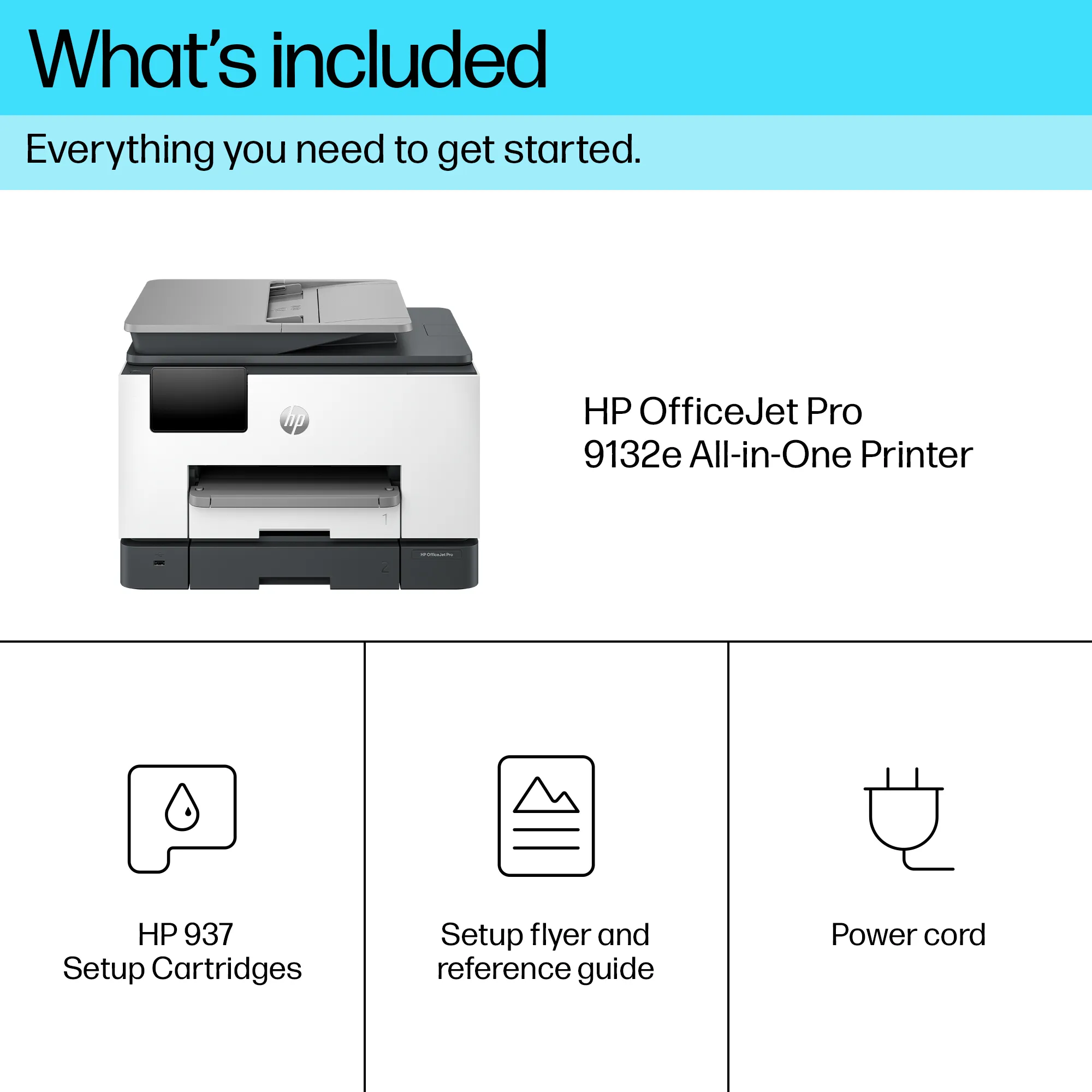 HP Officejet Pro 9132e All-in-One MFP colour inkjet A4 23ppm Copy 25ppm Print 500sheets USB Wi-Fi Bluetooth LAN
