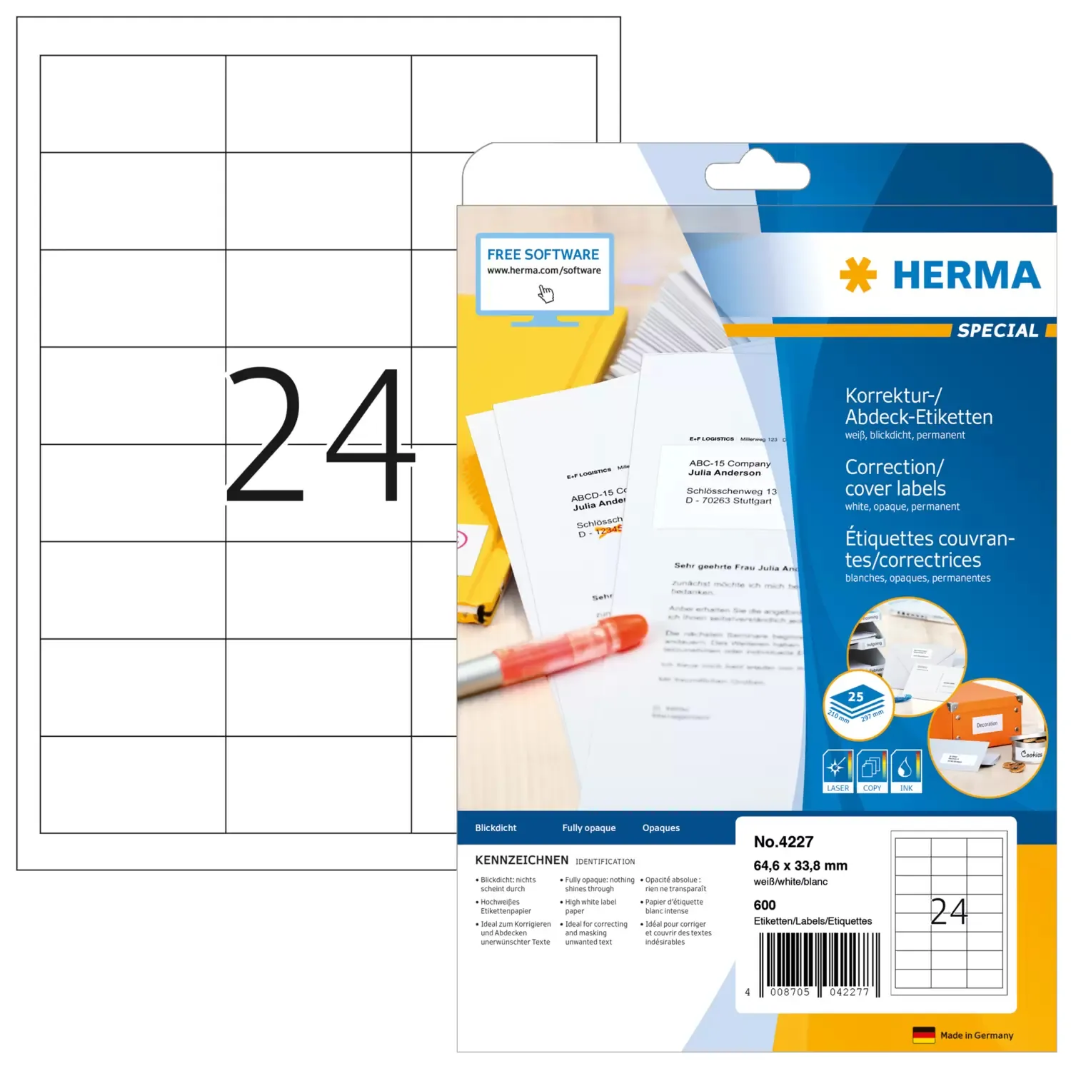 Herma label covering 64,6x33,8 (600)