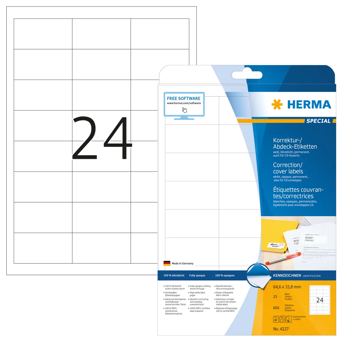 Herma label covering 64,6x33,8 (600)
