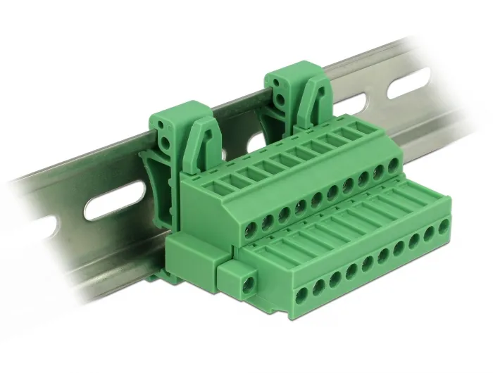 Terminal block set for DIN rail 10 pin with screw lock