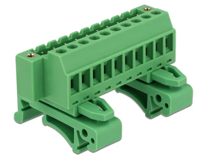 Terminal block set for DIN rail 10 pin with screw lock