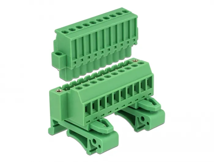 Terminal block set for DIN rail 10 pin with screw lock