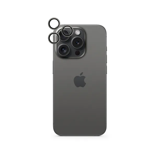 Epico Aluminium Lens, iPhone 15 Pro / 15 Pro Max - kameralinsskydd, Black Titanium