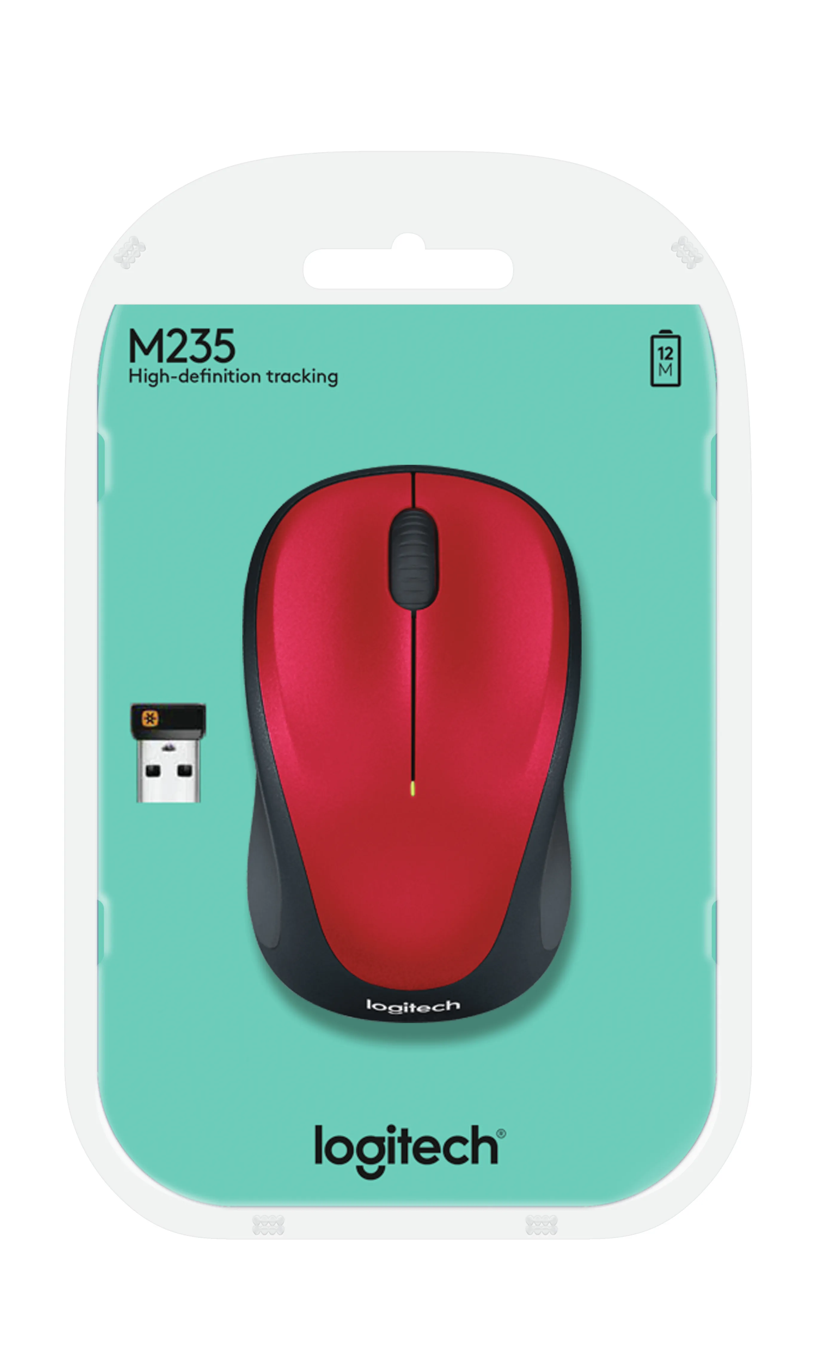 Logitech M235 -langaton hiiri, musta/punainen