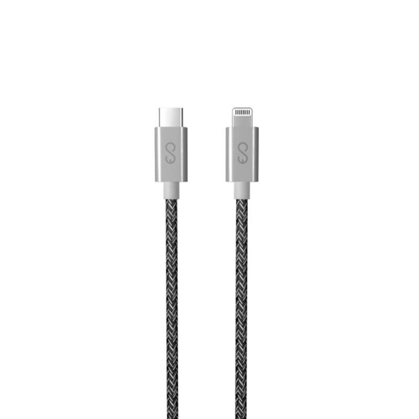 (Fyndhörnan) Epico Fabric Braided USB-C - Lightning - kabel, 1.2 m, Rymdgrå