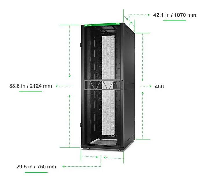 APC NetShelter SX Server Rack Gen 2 45U 2124H x 750W x 1070D mm w/ Sides Black