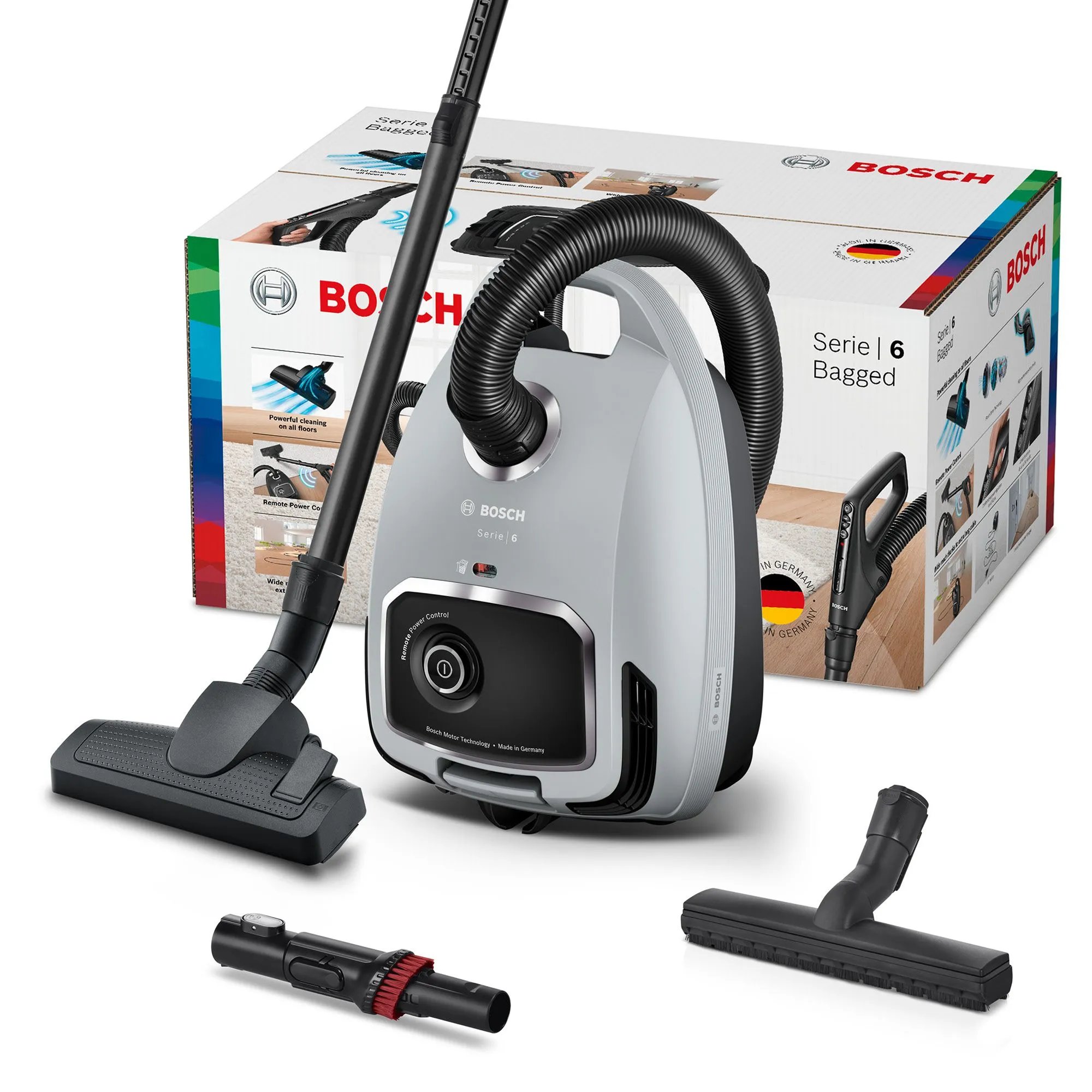 Bosch Serie 6 -pölypussillinen pölynimuri, Harmaa