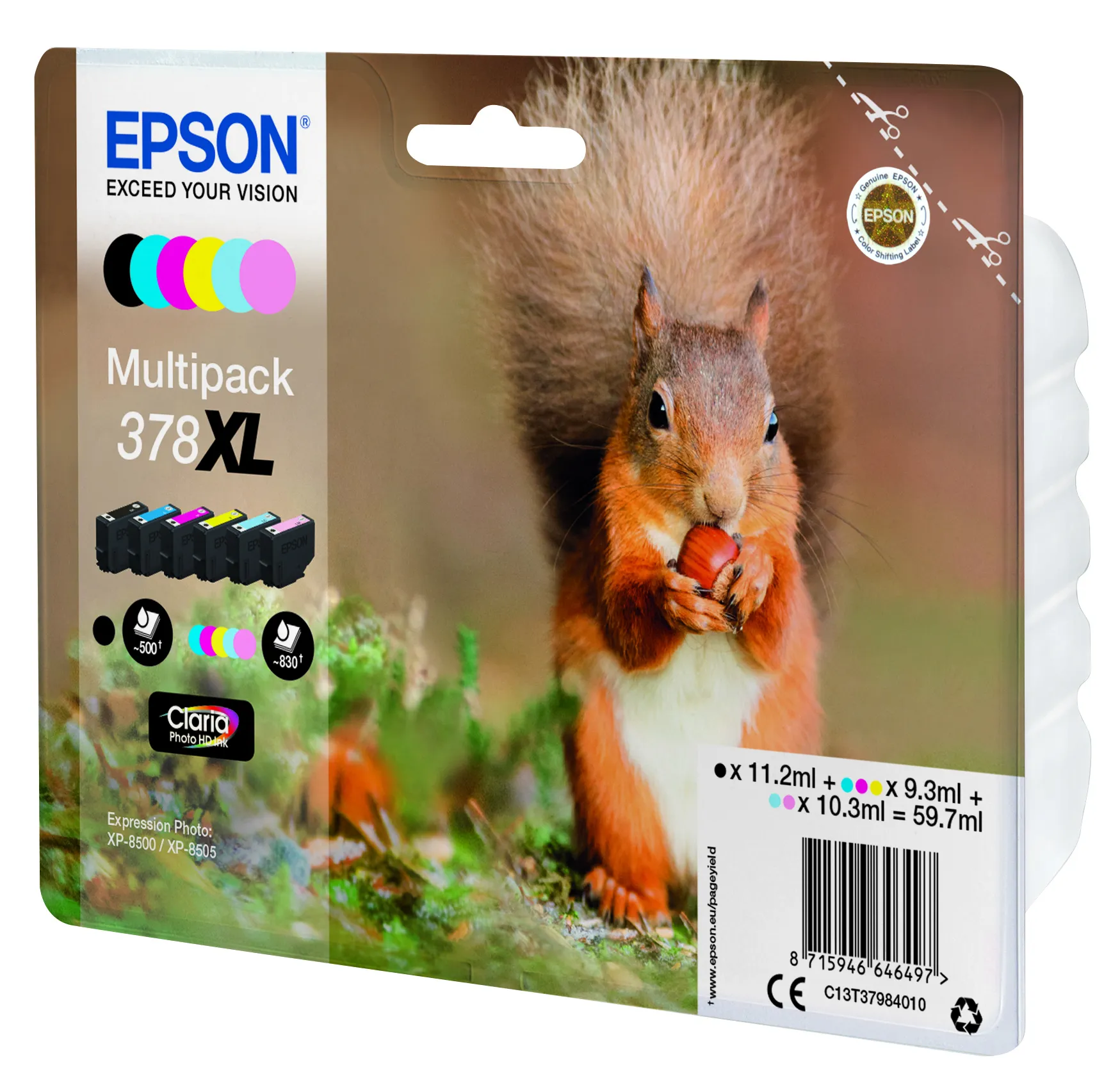 Epson 378XL-mustekasettipakkaus, moniv&auml;rinen, 6 kpl