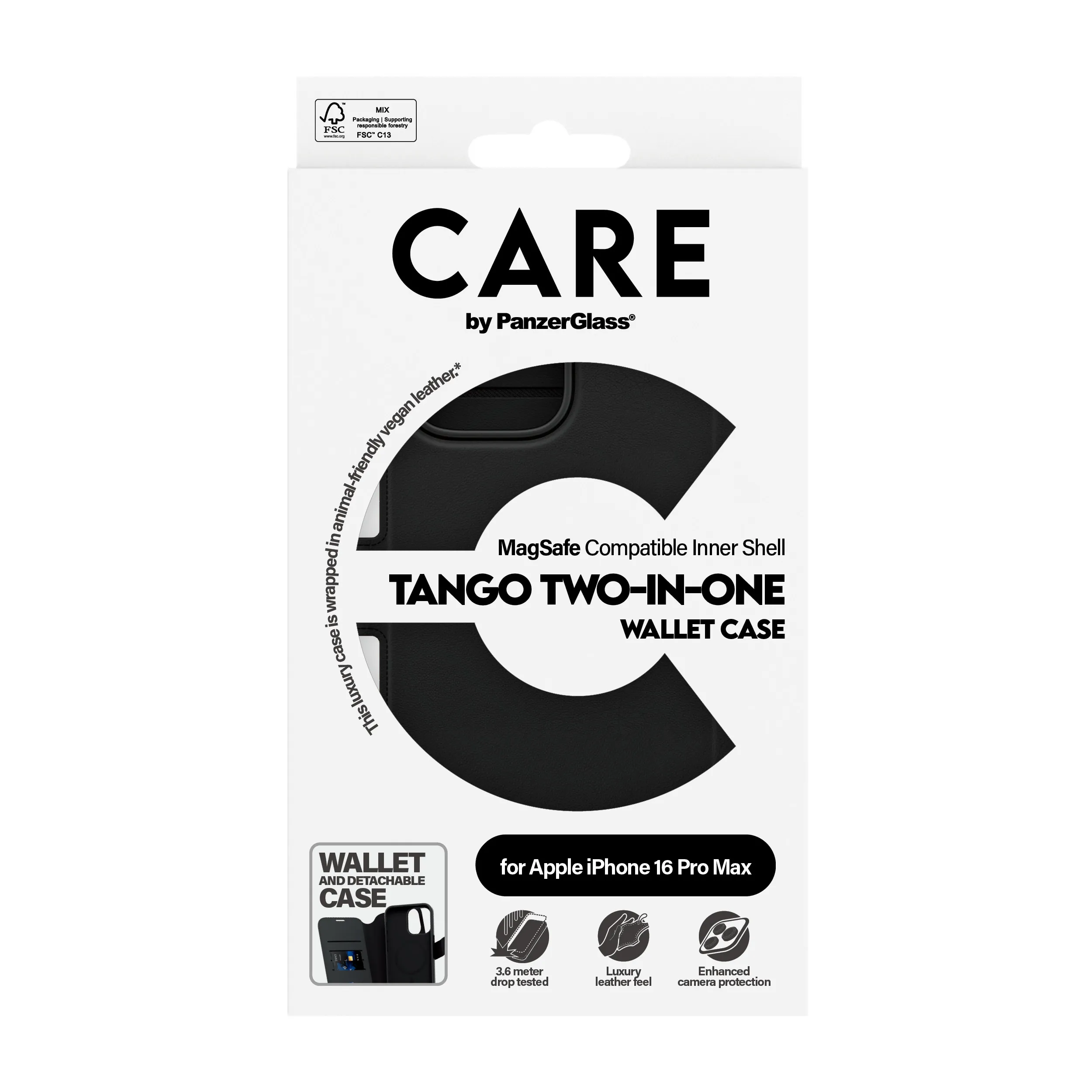 Care by PanzerGlass iPhone 16 Pro Max Tango 2in1 -pl&aring;nboksfodral