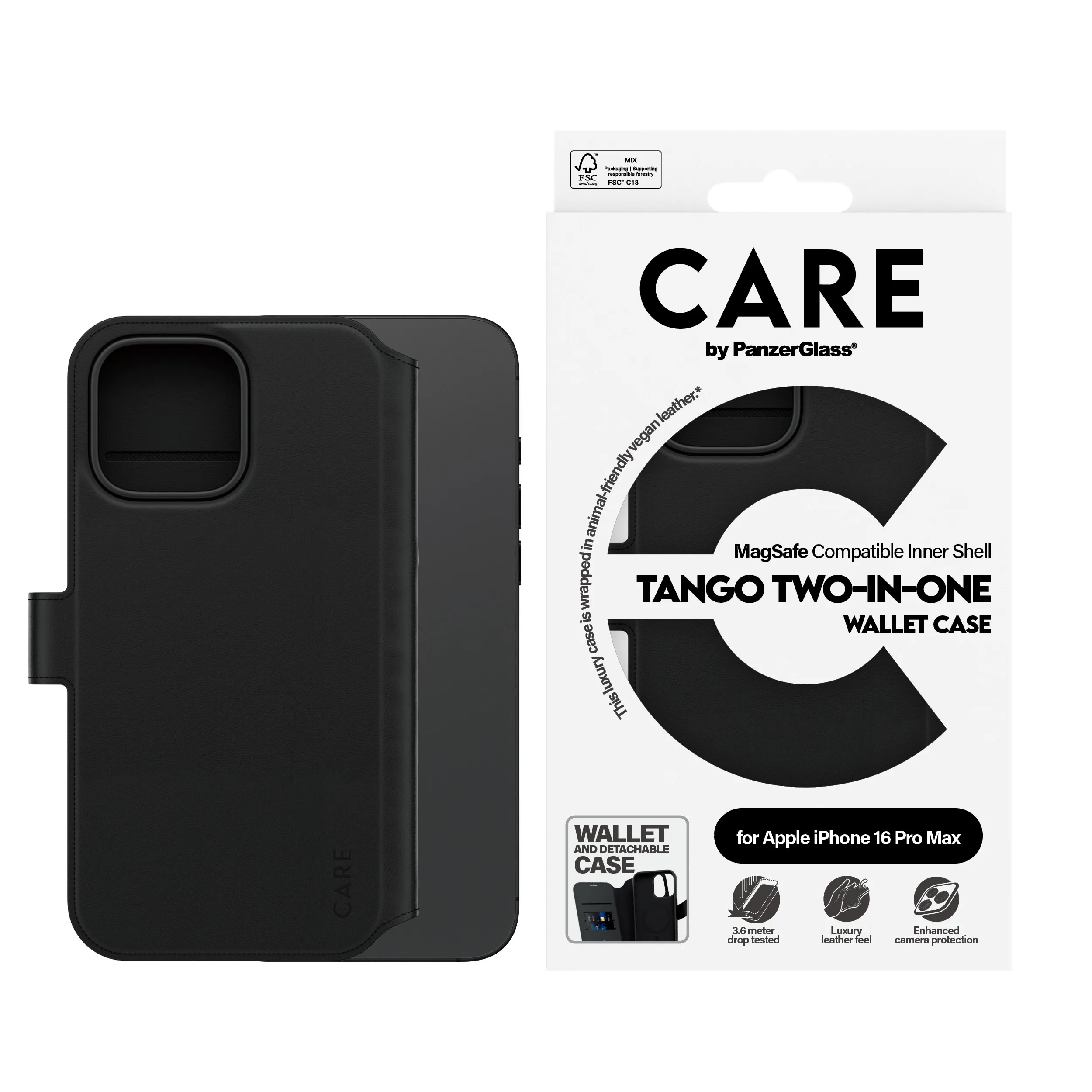 Care by PanzerGlass iPhone 16 Pro Max Tango 2in1 -pl&aring;nboksfodral