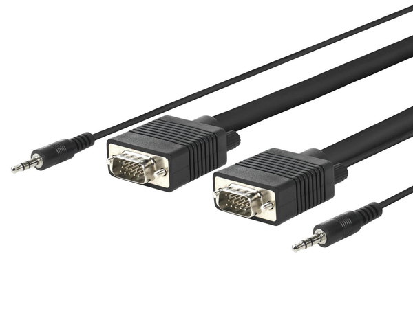 MicroConnect SVGA HD15 + 3,5 mm VGA-kaapeli, jossa 8K, 10 m, musta