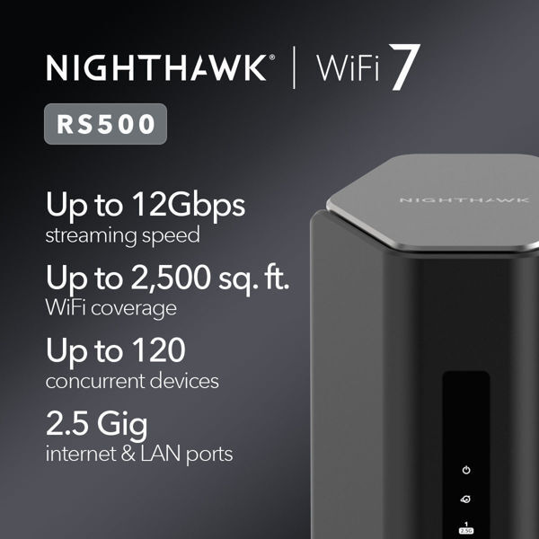 Netgear Nighthawk RS500 Router, Wi-Fi 7, Tri-band, Black