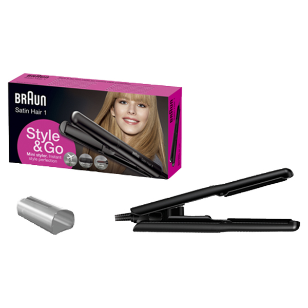 BRAUN SUORISTUSRAUTA ST100 Style&amp;Go- HIUSTENMUOTOILIJA.Travel Collection STRAIGHTENER SATIN HAIR 1 Suoristin.