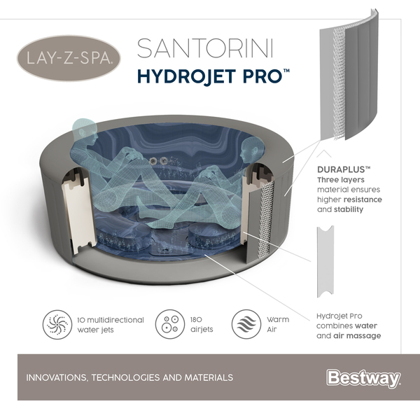 Bestway Lay-Z-Spa&reg; Santorini Hydrojet P. 1.80m x 71cm