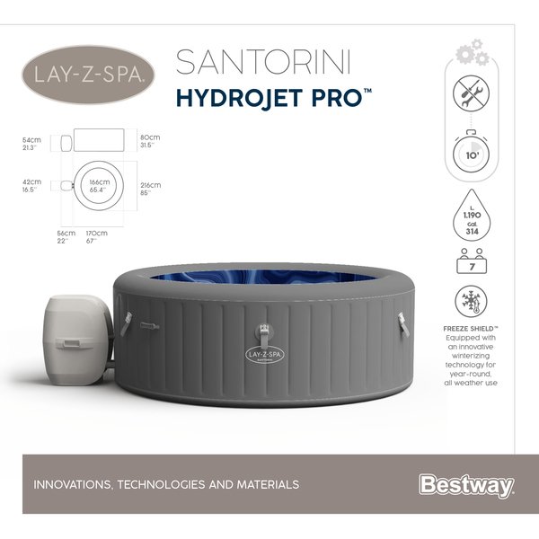 Bestway Lay-Z-Spa&reg; Santorini Hydrojet P. 1.80m x 71cm