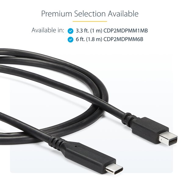 Startech USB-C &ndash; Mini DisplayPort -kaapeli, 1,8 m, Musta