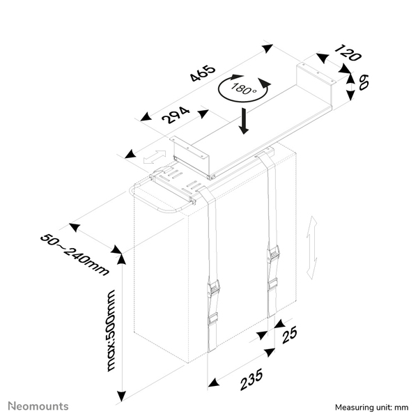 NewStar Under Desk PC Mount CPU-D050BLACK - Mounting kit - under-desk mountable - musta