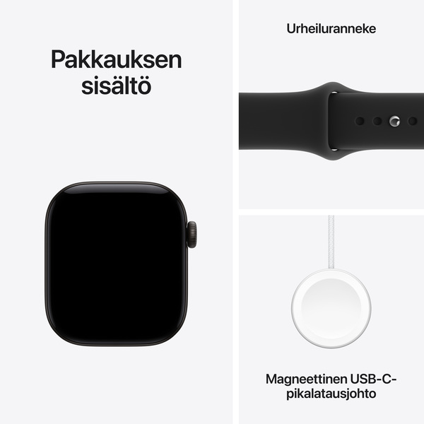 Apple Watch Series 12 (GPS + Cellular) 42mm Black Aluminium Case with Black Sport Band, S/M