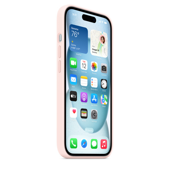 Apple iPhone 15, MagSafe - silicone case, Light Pink