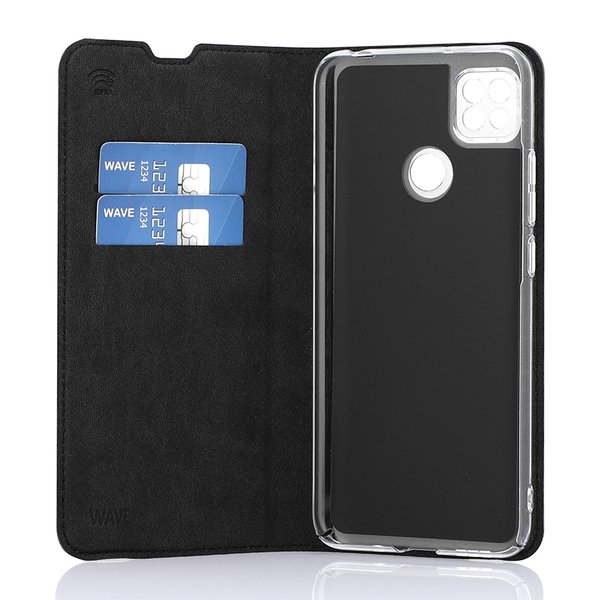 Wave Book Case, Xiaomi Redmi 9C - flipfodral, Svart