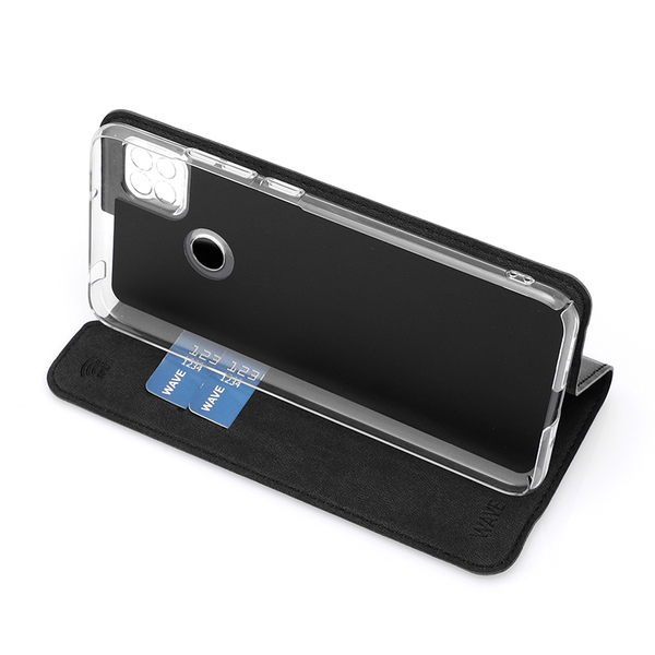 Wave Book Case, Xiaomi Redmi 9C - flipfodral, Svart