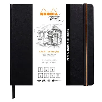 Rhodia Pen&amp;inkwash hard 21x21cm 32sh blank