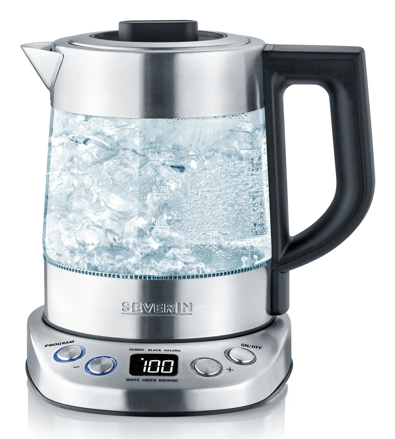 SEVERIN Deluxe WK3473 kettle, 1.0L, 2200W, Black/Transparent