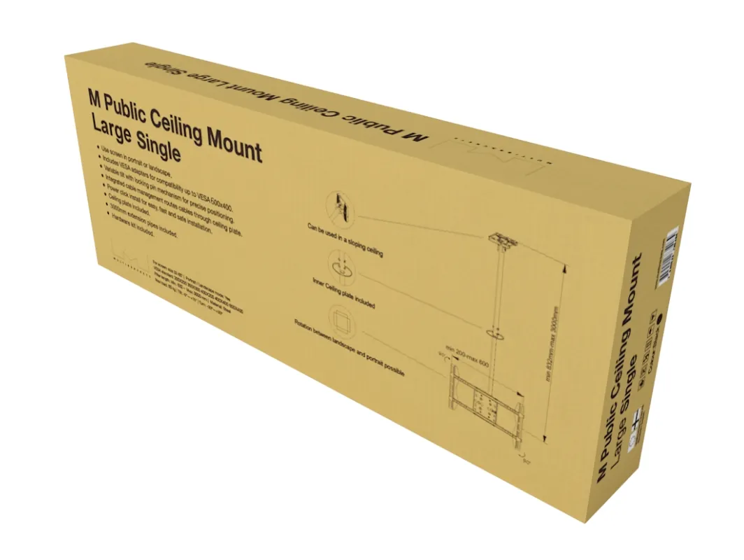 Multibrackets M Public Ceilingmount Large Single - Ceiling mount tuotteelle LCD-n&auml;ytt&ouml; - ter&auml;s - musta -n&auml;yt&ouml;n koko: 42"-63"