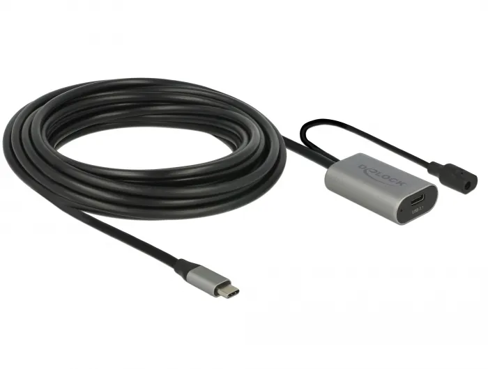 De-Lock 5 m Active Extension USB-C &ndash; USB-C - cable, Black,Grey