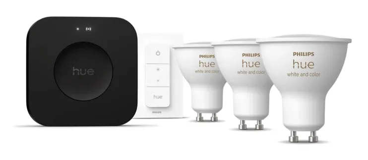 Philips Hue White and Color Ambiance -aloituspakkaus (3x GU10 LED, Hue Bridge Pro, himmenninkytkin)