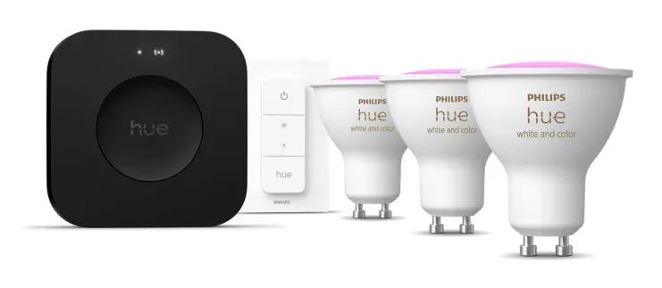 Philips Hue White and Color Ambiance -aloituspakkaus (3x GU10 LED, Hue Bridge Pro, himmenninkytkin)