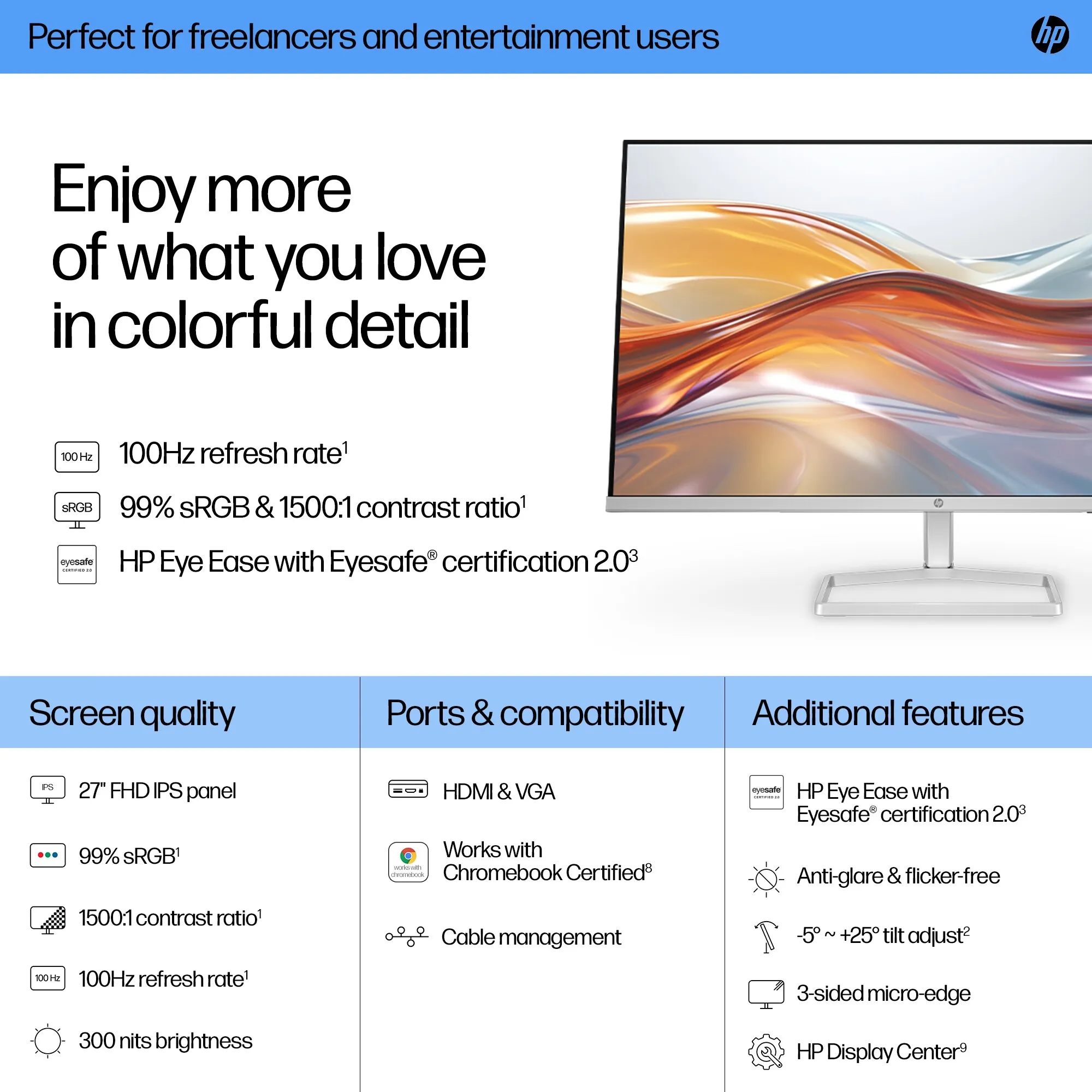HP 27&quot; Series 5 527sf Full HD, IPS - monitor