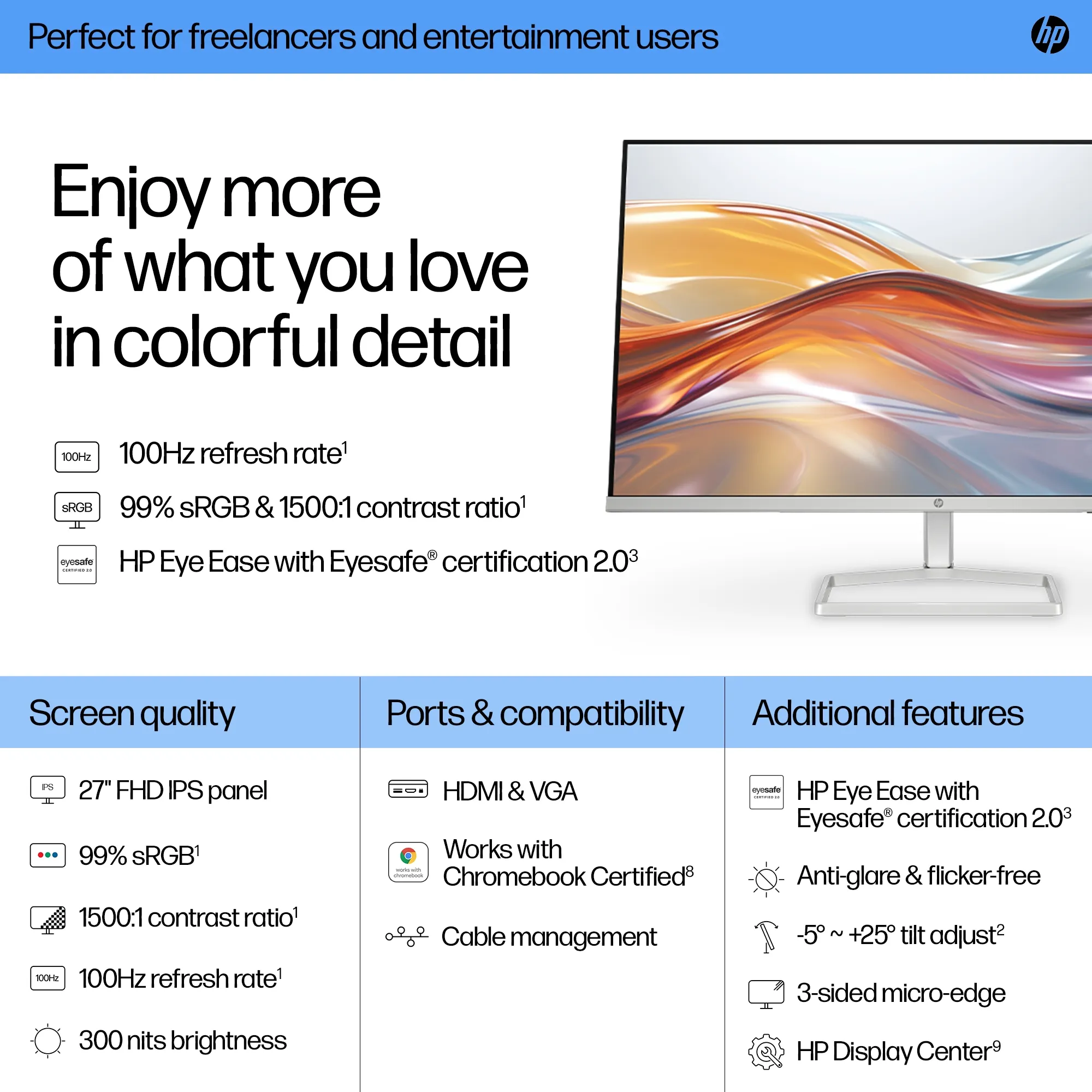 HP 27&quot; Series 5 527sf Full HD, IPS - monitor