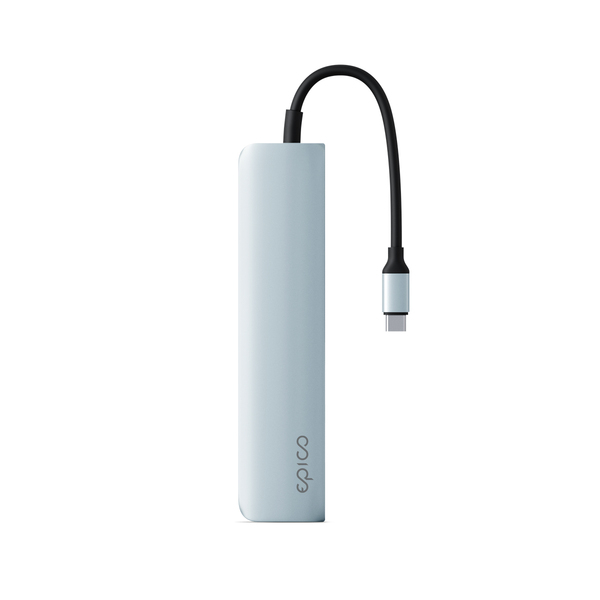Epico 6in1 Aluminium Hub 100W USB-C PD, 2 × USB-A, HDMI, SD/Micro SD Card Slot 8K with USB-C Connector, Sky Blue