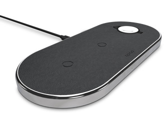 Epico Wireless Charging Base 3in1 black PU leather - space grey base