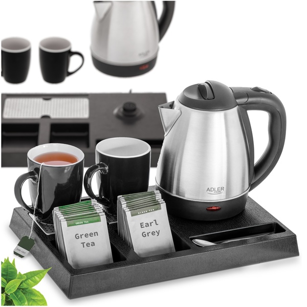 Adler AD 1354 kettle, 1.2L, 1500W, Black/Stainless steel