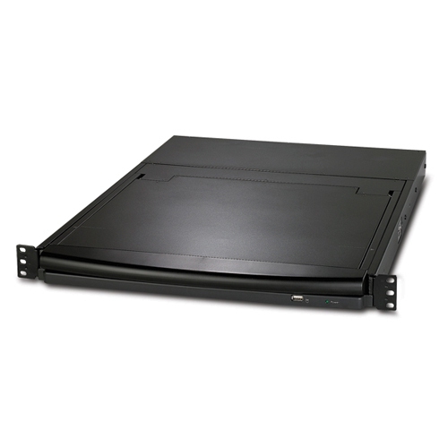 APC 17&quot; Rack LCD Console with Integrated 8 Port Analog KVM Switch. HUOM: jenkki-n&auml;pp&auml;imist&ouml; !