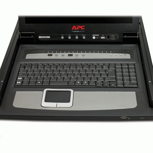 APC LCD Console - KVM-konsoli kanssa KVM-kytkin - 16 porttia - PS/2 - 17&quot; - telineasennettava - VGA - musta - 1U malleihin P/N: AR3106SP, SMX1000C, SMX1500RM2UC