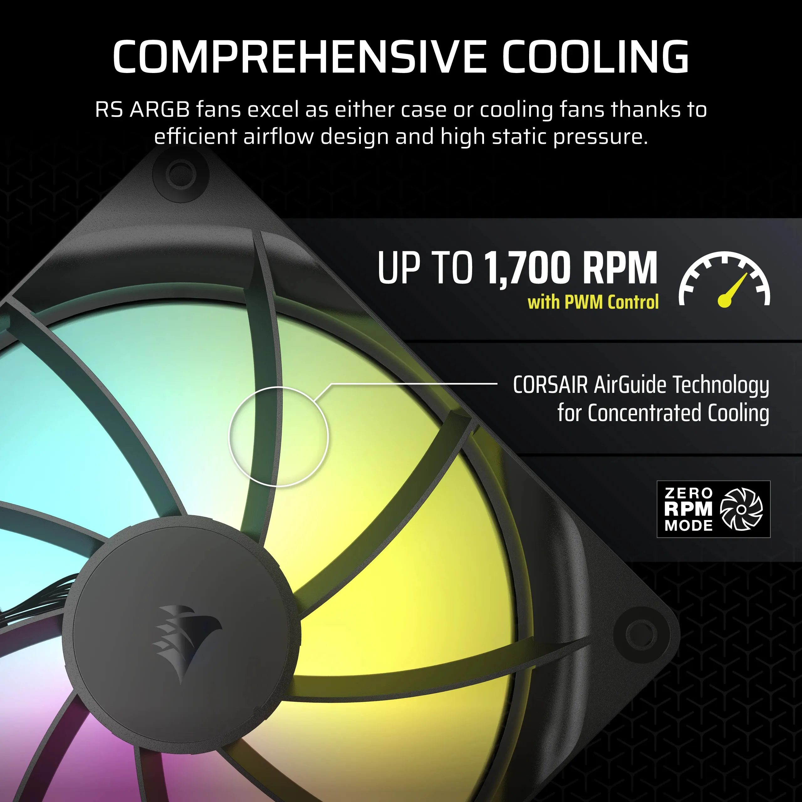 Corsair RS140 140mm ARGB -kotelotuuletin, musta