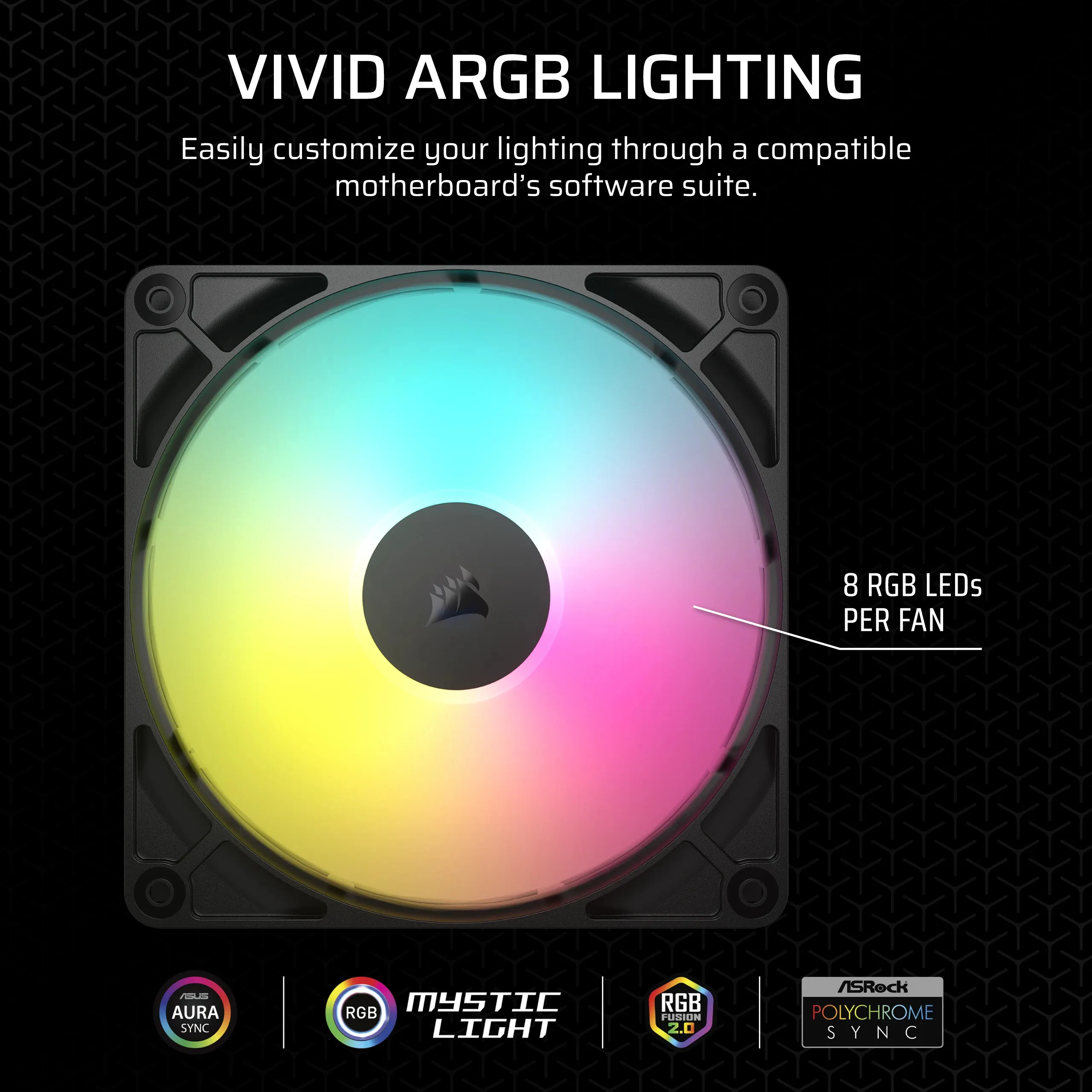 Corsair RS140 140mm ARGB -kotelotuuletin, musta