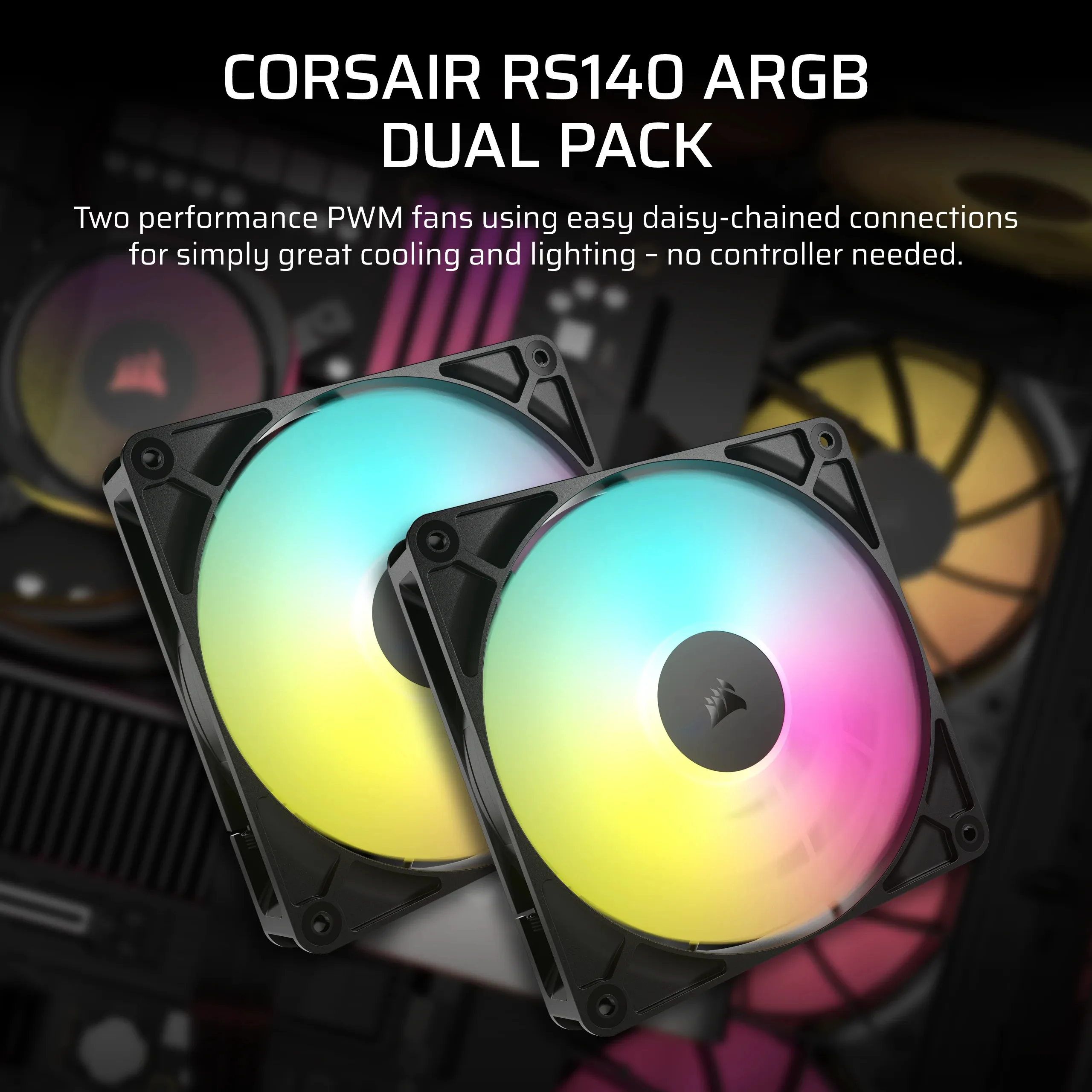 Corsair RS140 140mm ARGB -kotelotuuletin, musta