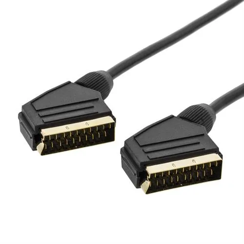 DELTACO SCART-kaapeli, t&auml;ysinkytketty, ur - ur, 0,5m, musta