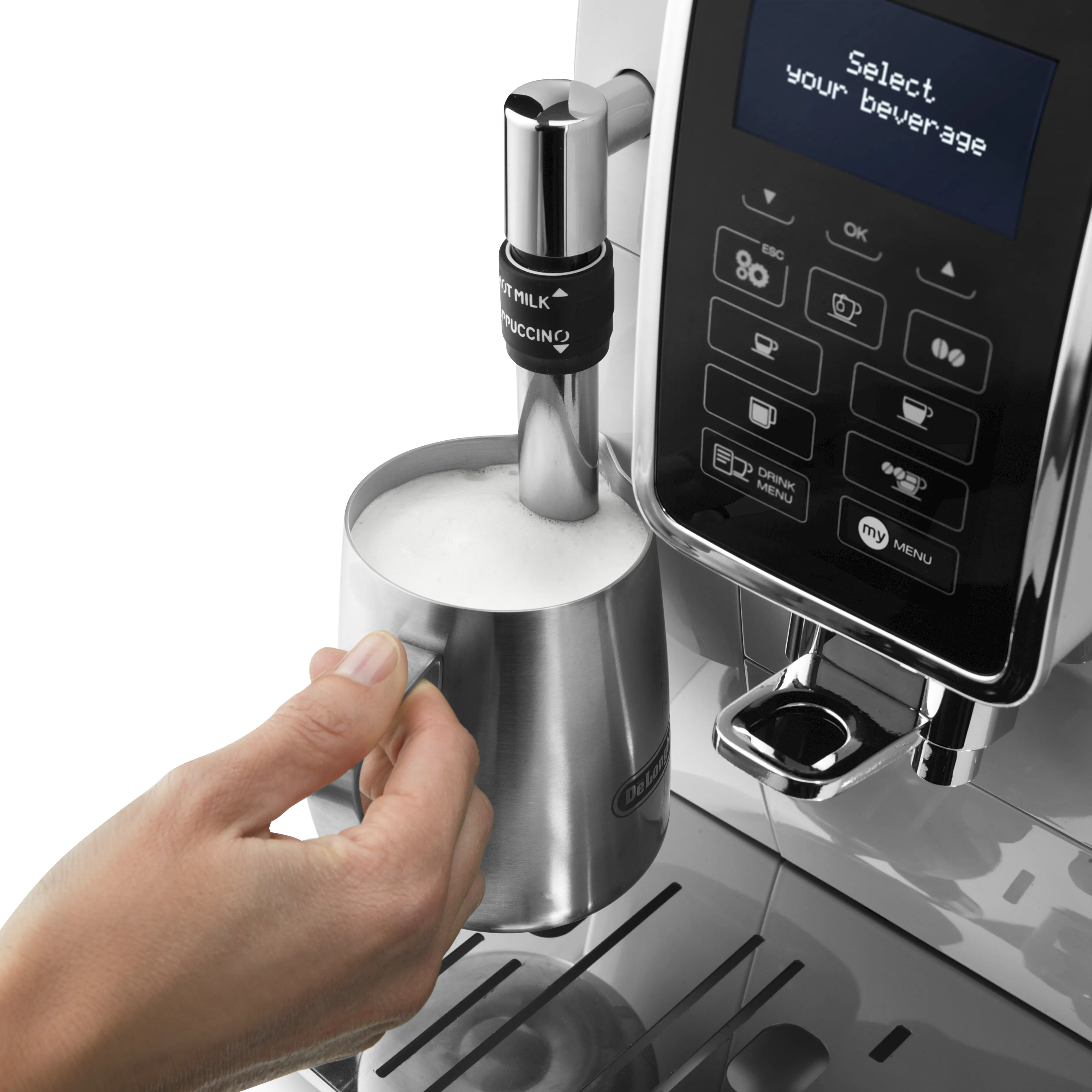 Delonghi DINAMICA ECAM 350.35 -espressokeitin, t&auml;ysautomaattinen, musta, Hopea
