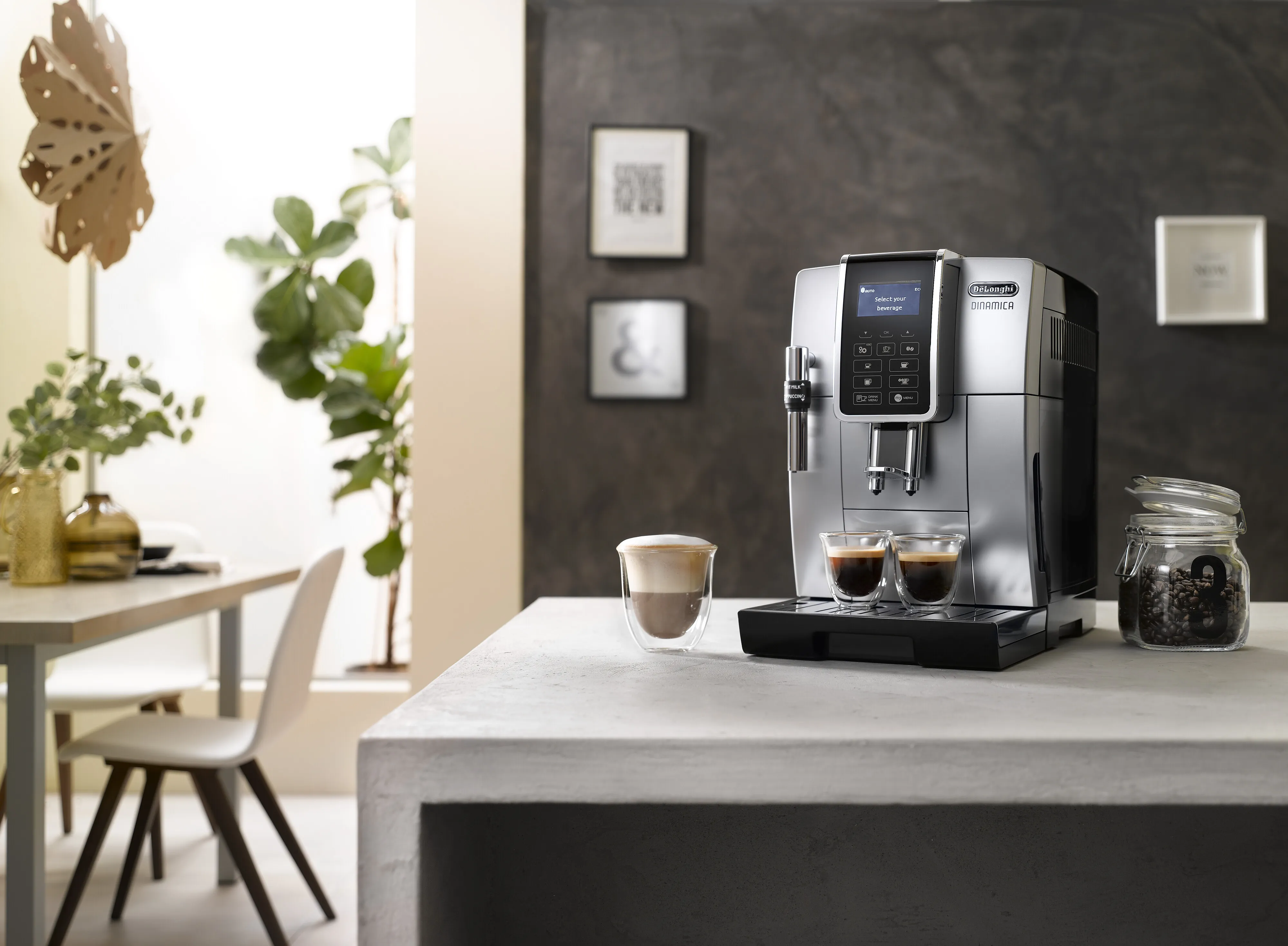 Delonghi DINAMICA ECAM 350.35 -espressokeitin, t&auml;ysautomaattinen, musta, Hopea