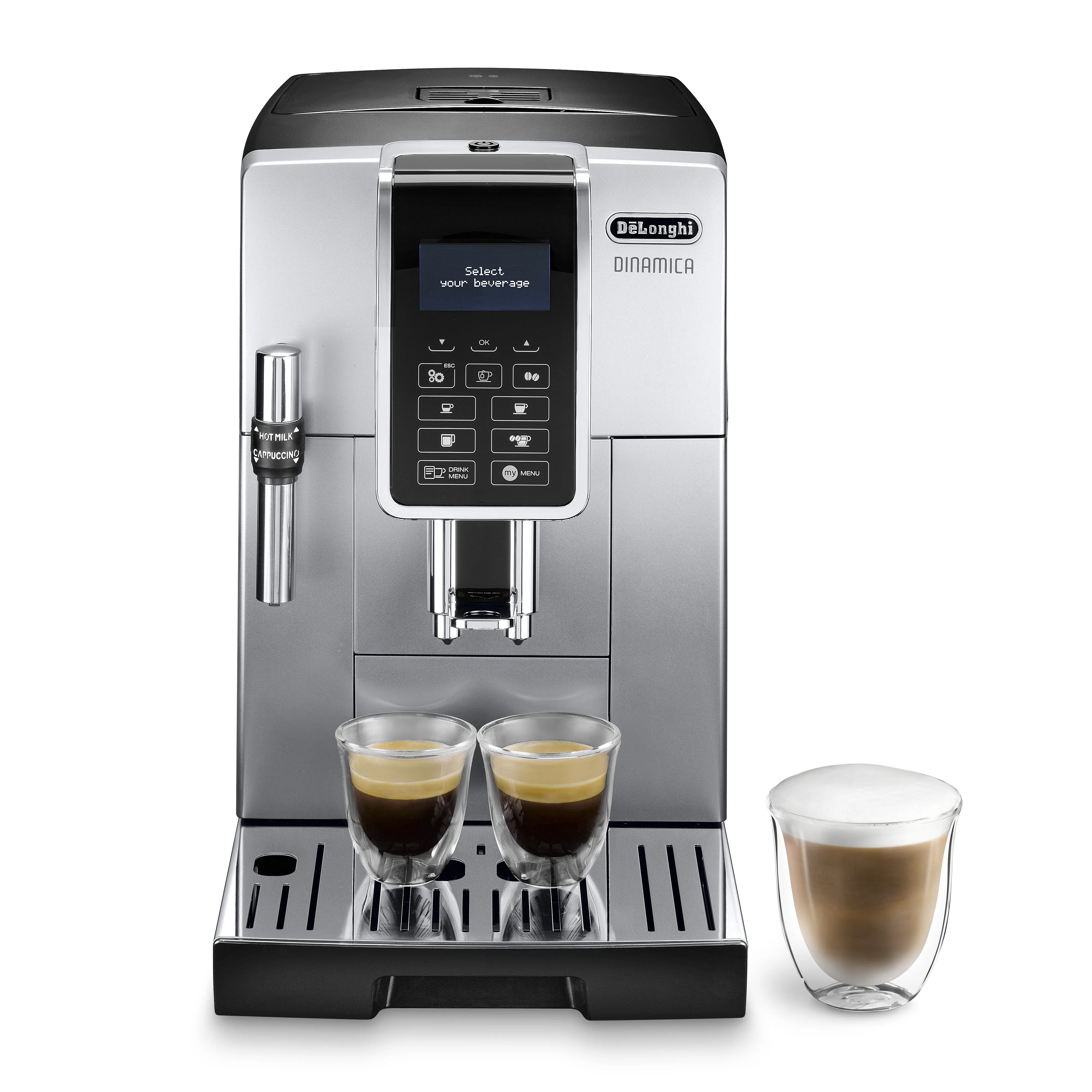 Delonghi DINAMICA ECAM 350.35 -espressokeitin, t&auml;ysautomaattinen, musta, Hopea