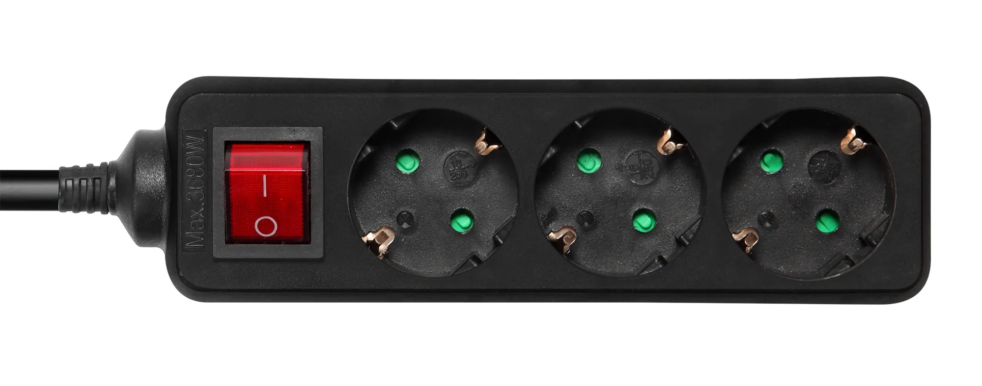 Deltaco outlet 3xCEE 7/3 1xCEE 7/7 switch Power Strip 5m, black