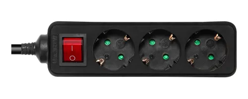Deltaco outlet 3xCEE 7/3 1xCEE 7/7 switch Power Strip 1,5m, black
